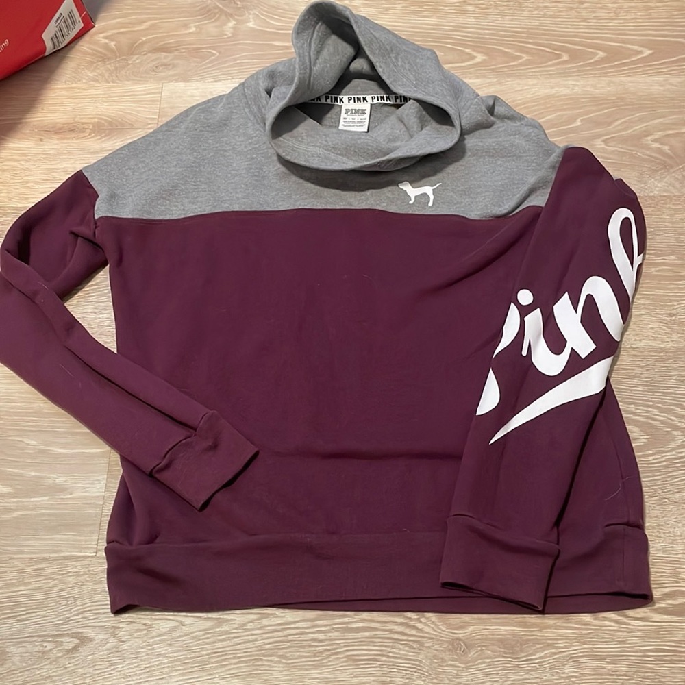 PINK turtle neck hoodie